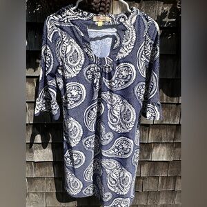 Aryeh navy blue and white patterned dress size Small